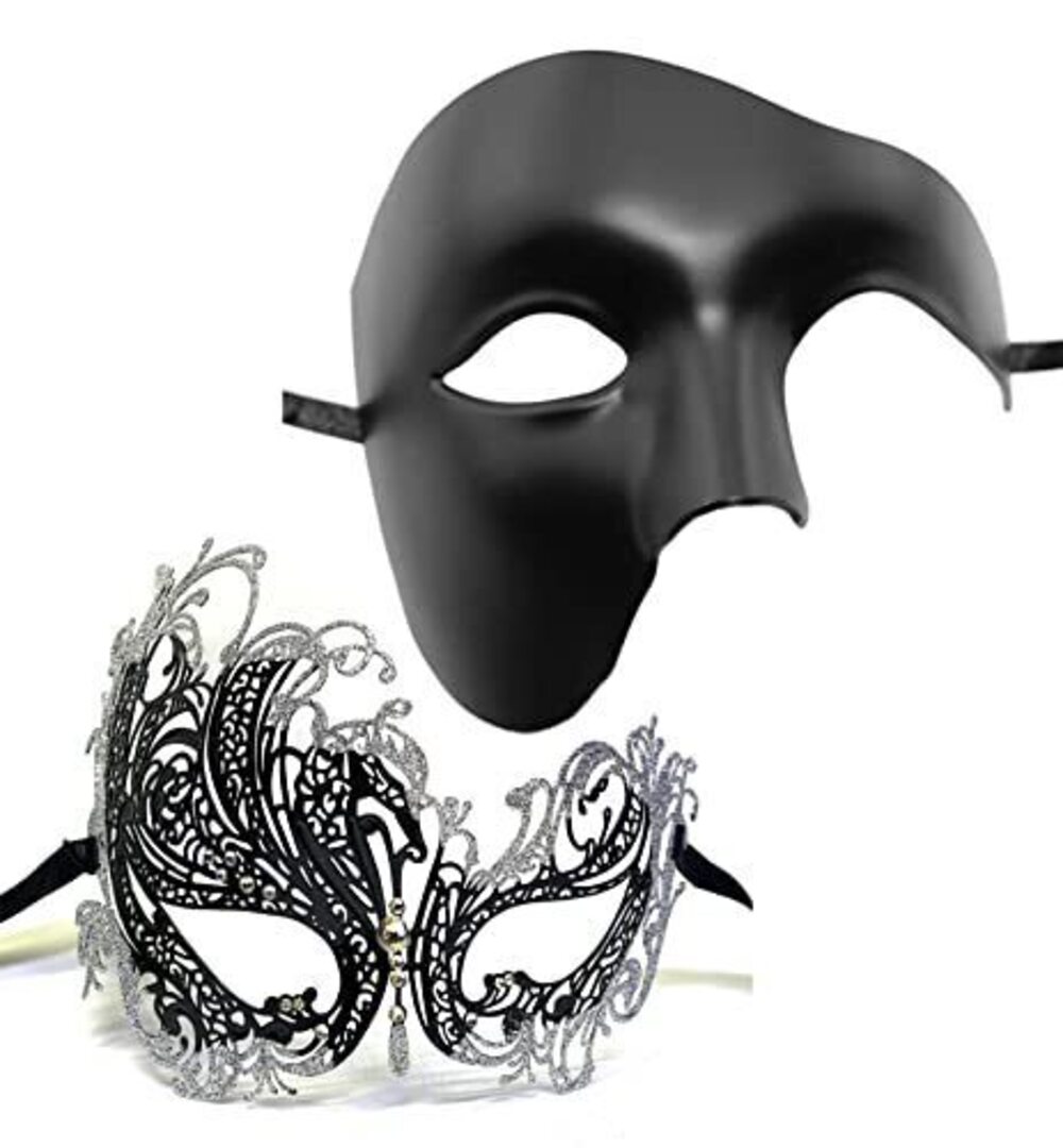 7364 2 Pack Couple Masquerade Mask Set Venetian of Halloween Costume Mask